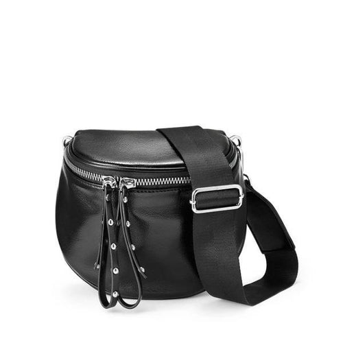 Black leather crossbody bag