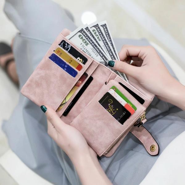 Pink small trifold wallet