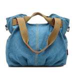 Blue canvas crossbody messenger bag women