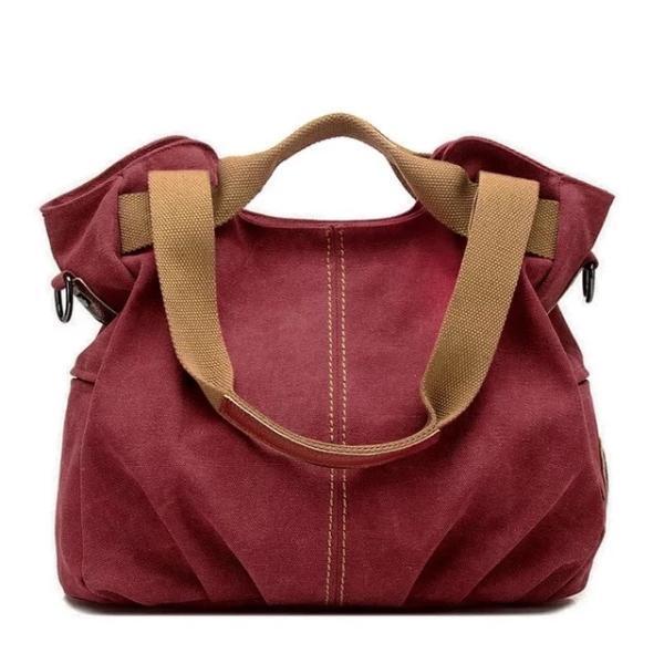 Red canvas crossbody messenger bag