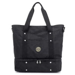 Black weekender travel bag shoes compartment nylon