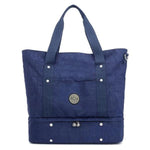 Blue weekender travel bag shoes compartment nylon