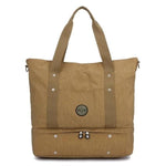 Khaki weekender travel bag shoes compartment nylon