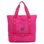 Rose red weekender travel bag shoes compartment nylon
