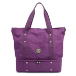 Purple weekender travel bag shoes compartment nylon