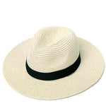 Beige women adjustable panama straw hat