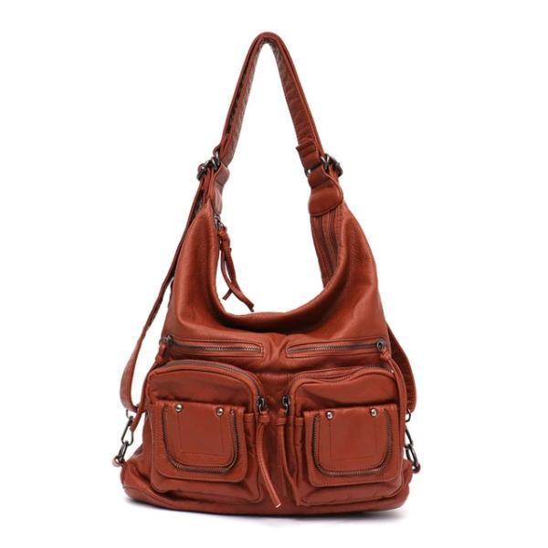 Brown leather convertible backpack purse crossbody