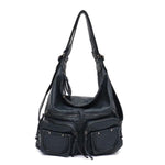 Navy blue leather convertible backpack purse crossbody