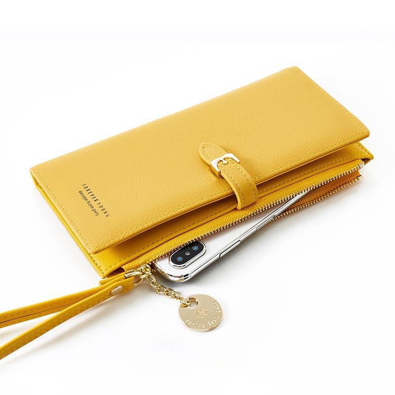 Vegan leather wallet can hold large cell phone