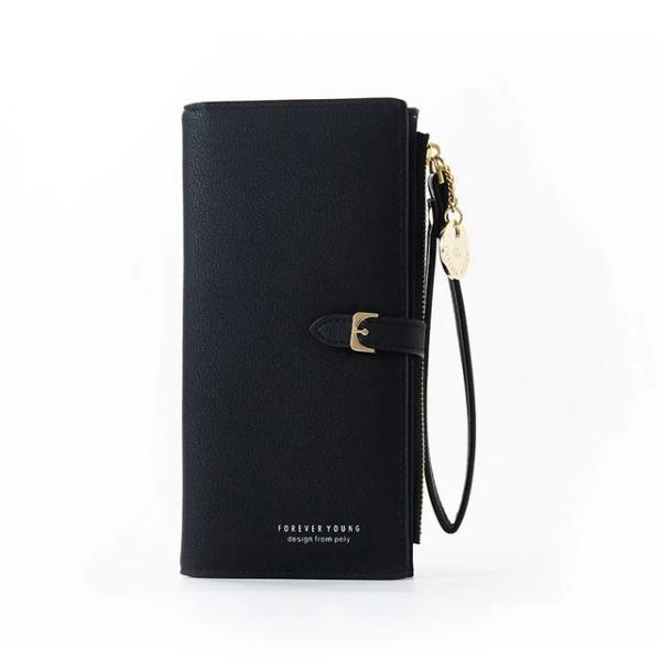 Black vegan leather wallet for women