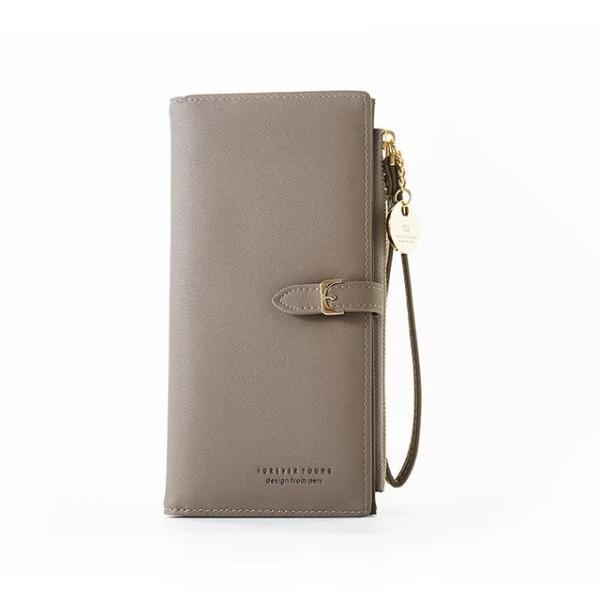 Gray vegan leather wallet for women