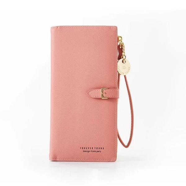 Pink vegan leather wallet for women