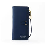 Blue vegan leather wallet for women