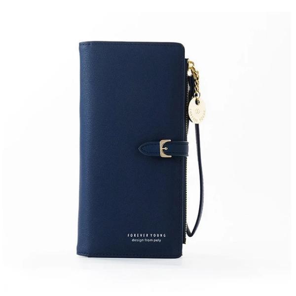 Blue vegan leather wallet for women