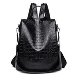 faux leather alligator backpack purse black