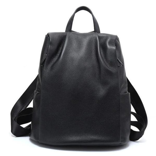 Black womens leather backpack anti theft