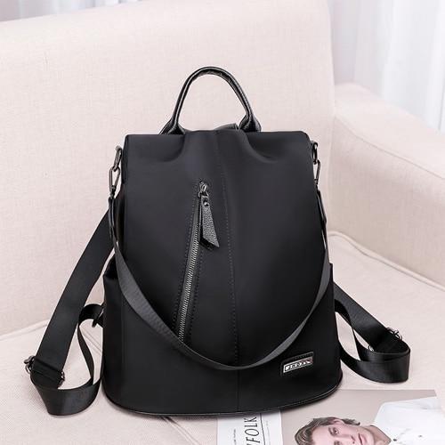 Nylon black convertible backpack purse anti theft