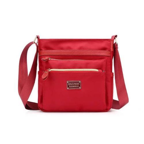 Red nylon crossbody purse women
