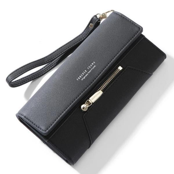 Black cute leather wallet for women