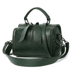 Green leather crossbody bag small barrel purse
