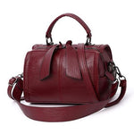 Red wine leather crossbody bag small barrel purse