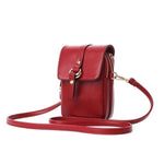 Red phone purse with 2 zipered pocket compartments