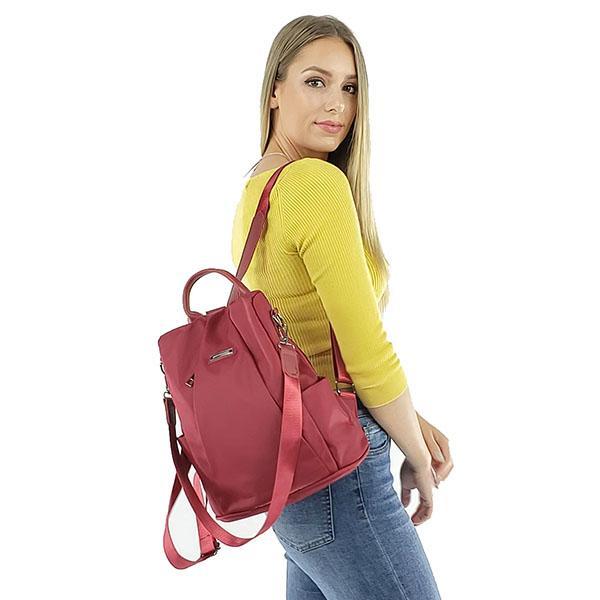 red anti theft backpack purse