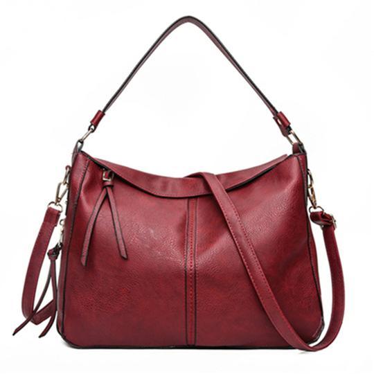 Red leather crossbody purse