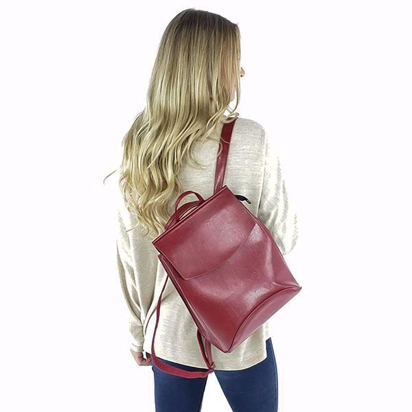 red leather convertible backpack purse 