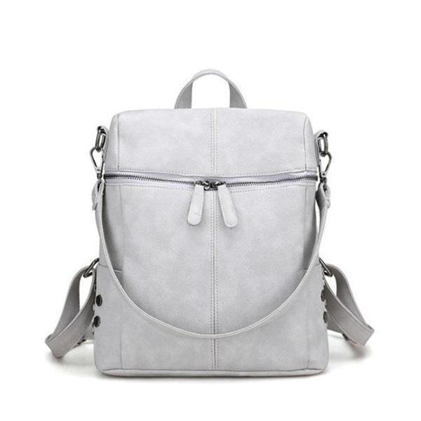 Gray Vegan leather backpack purse