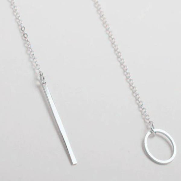 Silver bar necklace with circle