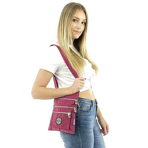 Small nylon shoulder bag grape purple, Black, Sky blue, Gray, Emerald, Purple, graple Purple, Deep Blue, Pink