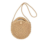 straw circle round bag with shoulder strap