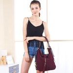 Suede hobo bag with crossbody strap