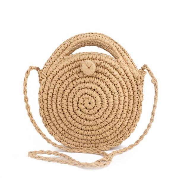 Round straw crossbody bag for women
