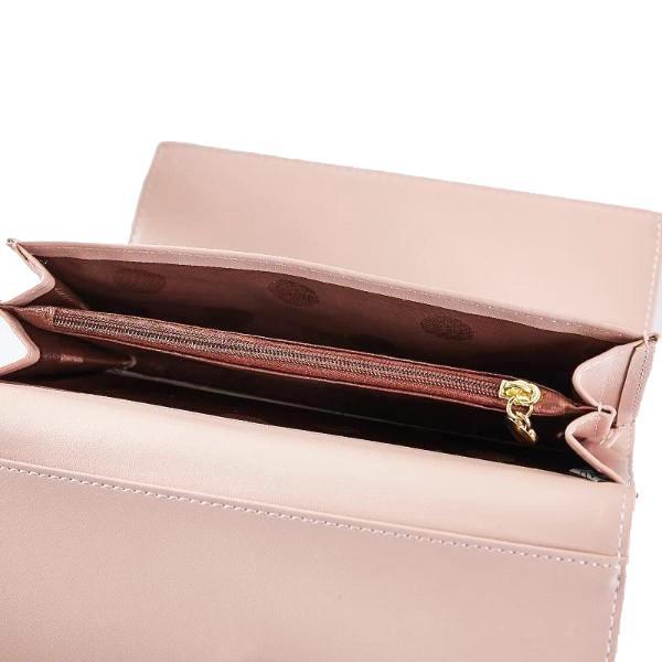 Pink wallet winth center coins zipper compartment